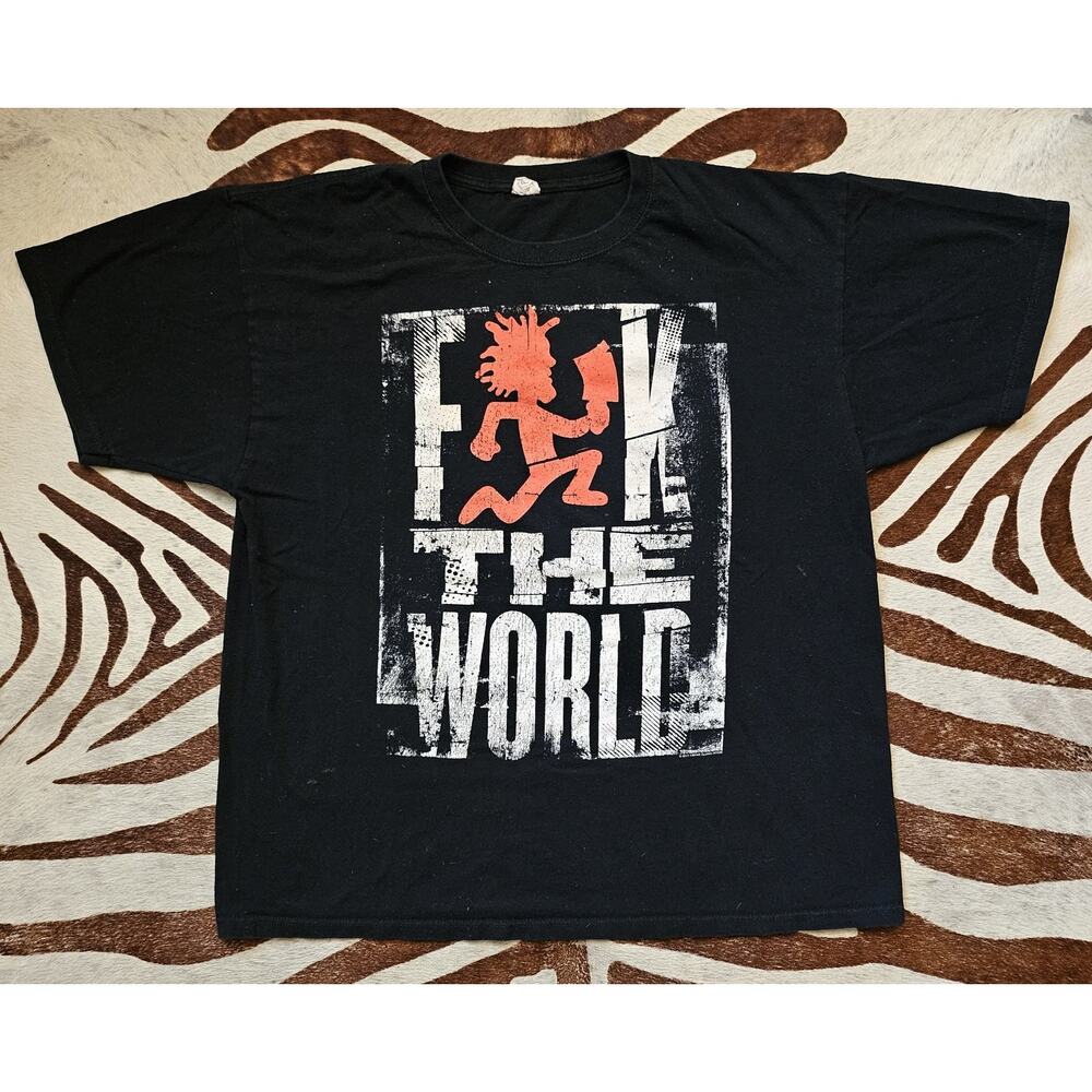 Y2K Insane Clown Posse ICP F*K The World T Shirt Men’s XL Rap Hip Hop Distressed